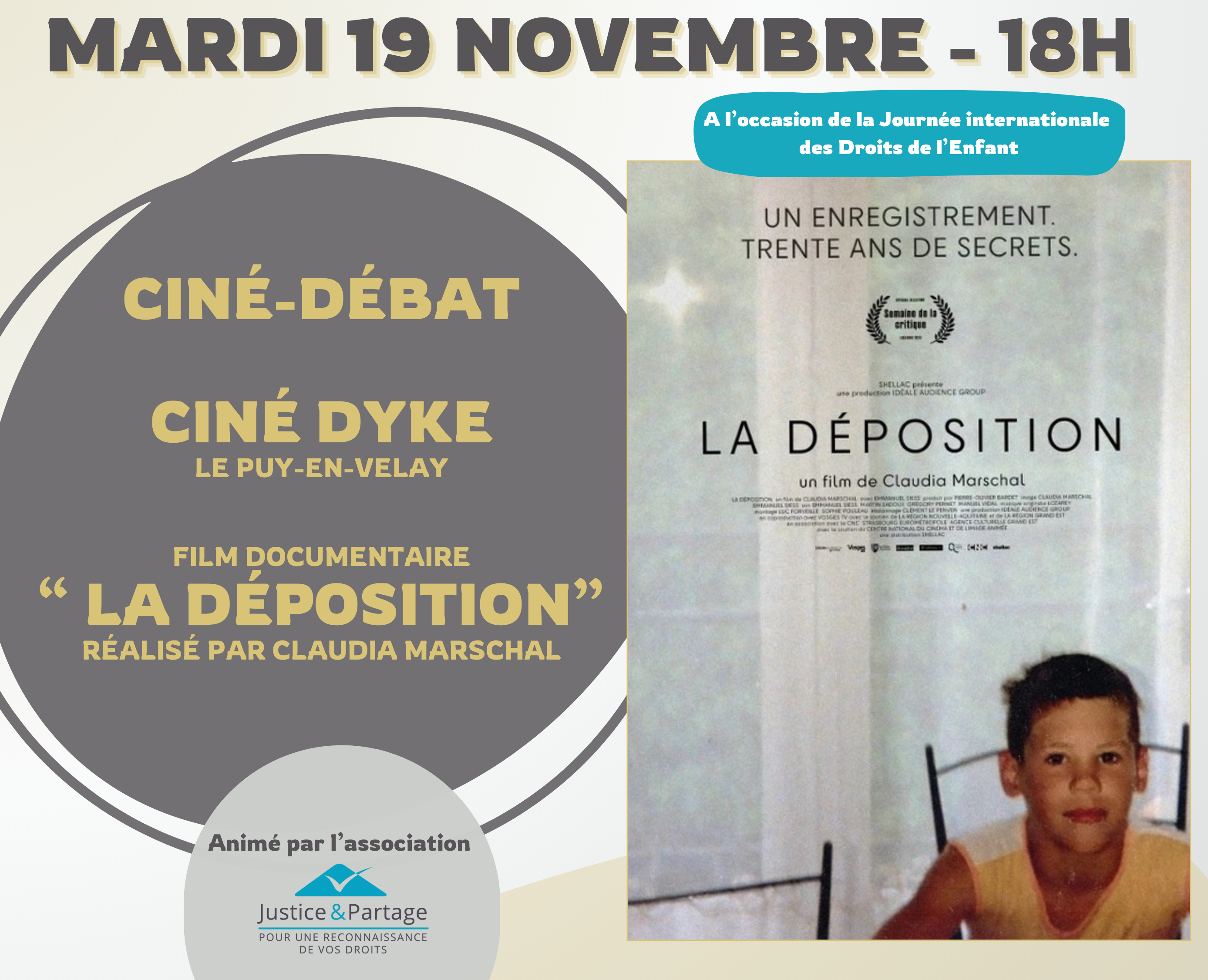 Journée internationale des droits de l'enfant Ciné Débat "La Déposition"